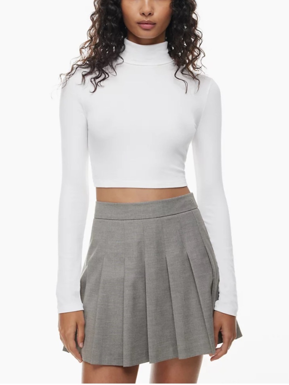 Aritzia Sunday Best Ribbed White Cropped Turtleneck Size Extra Small Stretchy